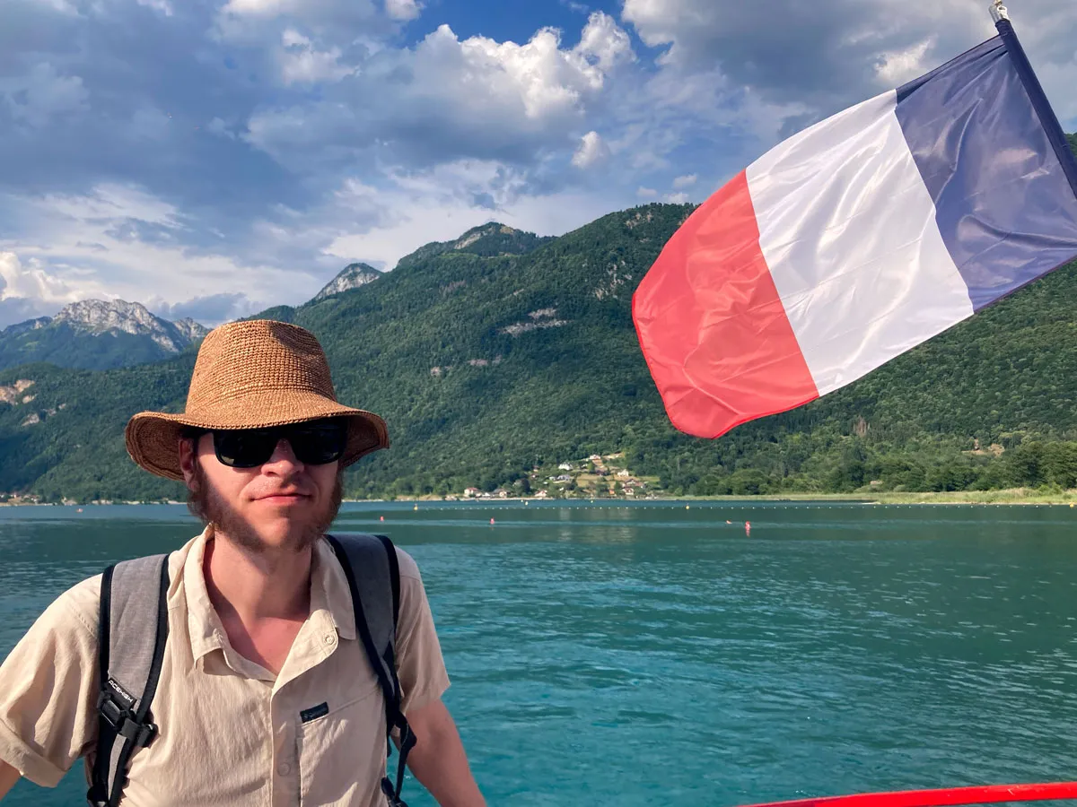 Me on a boat on Lake Annecy